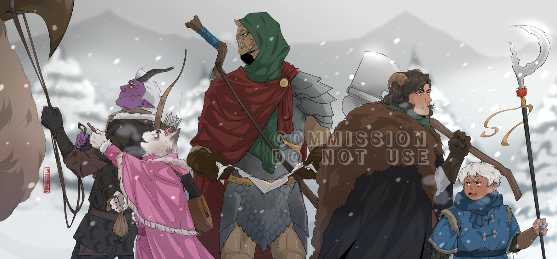 FIVE LINED HALFBODIES + BACKGROUND + PROPS