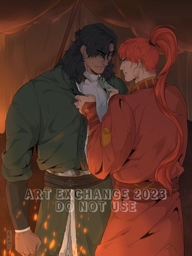 TWO EXTENDED HALFBODIES + BACKGROUND